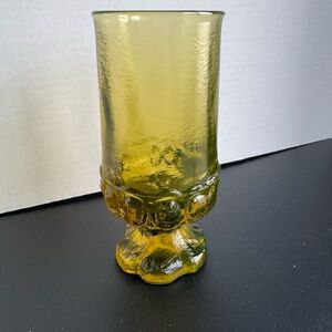 Vintage Citron Green Textured Glass Goblet